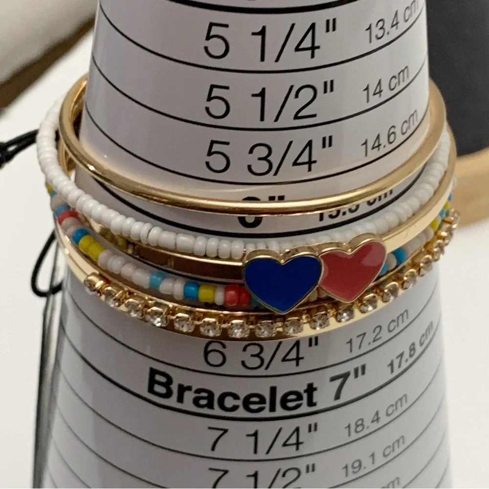 BCBGeneration NEW girls bracelet small hearts rhinestones connected bangle cuff